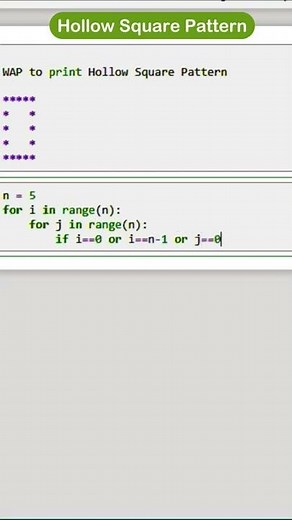Hollow Square Pattern * Pattern Program in Python * #shorts #python #ytshorts #education #4k