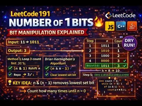 LeetCode 191 | Number of 1 Bits 🔥 Bit Manipulation Explained
