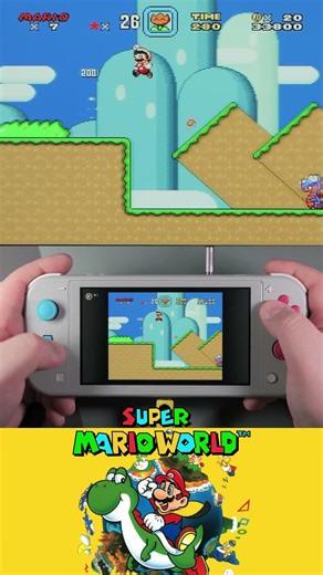 Super Mario World SNES / Nintendo Switch Lite Gameplay / Yoshi`s Island 1 / 2160p 4k60fps Short Loop