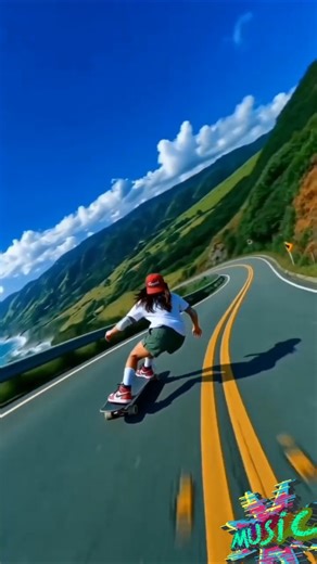 Luna cruising along the coastal highway 🌊🛹Where the wind meets the waves.#Luna #virtualidol