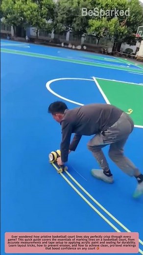 Basketball Court Line Marking #basketballcourt #basketballcourtlining #acryliccourt