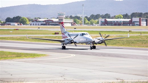 A NSW Ambulance Beech King Air 350C paying a quick visit to Canberra Airport between missions, flying help where it’s needed most. 💙 | Canberra Airport