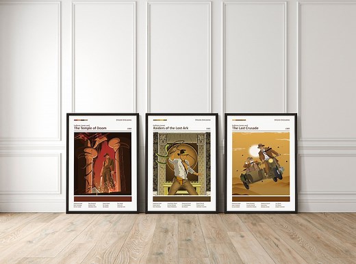 Indiana Jones Movie Posters, Indiana Jones Trilogy, Movie Poster, Wall Art, Gift for Him, Set of 3, Raiders of the Lost Ark, Harrison Ford - Etsy