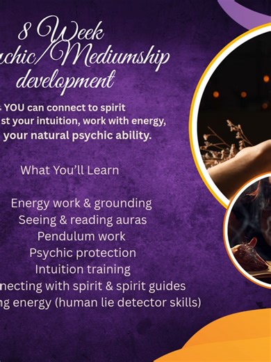 Only 4 spaces left! Our Online Psychic Development Course starts Tuesday 18th February, 6–7pm, and we’re almost full. This course is perfect if you want to: 🔮 Strengthen and trust your intuition 💫 Develop your natural psychic abilities 🤍 Learn how to connect with loved ones in spirit 🌿 Grow in a safe, supportive group setting ✨ What’s included: 8 live online group sessions A downloadable PDF guide Online classroom access for life 💷 Investment: £99 ✔ Lifetime access ✔ No credit checks ✔ Inte