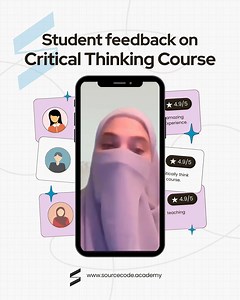 18 reactions |  Hear directly from our students about their experience in the Critical Thinking Course at Source Code Academy!  Why this course? ✔️ Rated 4.9/5 by our learners ✔️ Builds problem-solving and analytical skills ✔️ Practical learning with real-world impact  Transform the way you think → Enroll today at www.sourcecode.academy | Source Code - Raise The Standards Of Thinking | Facebook