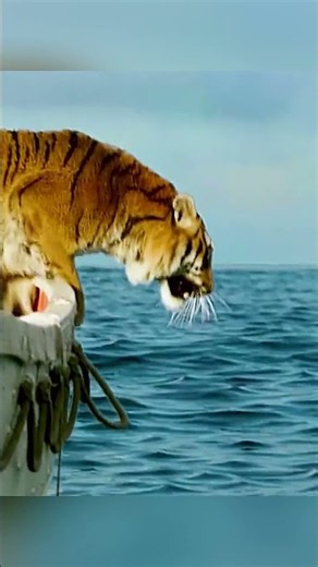 Pi Finally Took Back the Lifeboat 🐅🌊 #LifeOfPi #SurvivalMovie