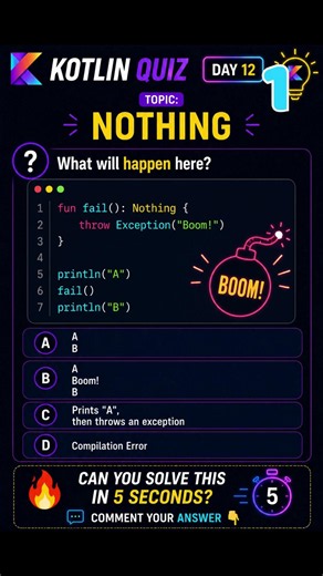 Kotlin Quiz #12 | Unit vs Nothing 🤯 Can You Predict What Happens? #backtocoding