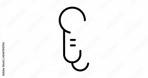 Microphone animated outline icon with alpha channel. Microphone 4k motion design animation for web, mobile and ui design