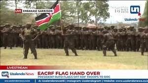 KDF troops chant in happiness after receiving the Kenyan flag from Pres Ruto ahead of their deployment to Congo | Uzalendo News
