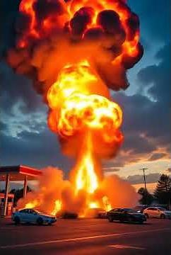 Fiery Petrol Station Explosion 💥 | AI Catastrophic Blast Simulation