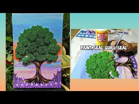 How to sealed Quilling Art | Quilling Tree Tutorial | Paint, Seal, Quill & Seal |