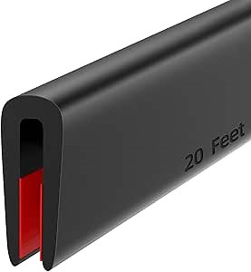 20FT U Channel Rubber Edge Trim Black Vinyl Edge Trim, Self-Adhesive Plastic Edge Trim, Edge Protector for Sheet Metal, Glasses, Fit 1/16"(1.6mm)