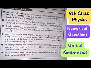 9th Class Physics | Unit 2 Numerical Questions | Kinematics | Velocity | Acceleration | QAS Edu