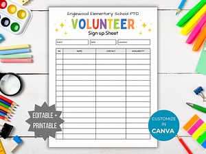 PTA Sign up Sheet Template PTO Sign up Sheet Printable School Event Volunteer Sign up Editable Pta Event Sign in Teacher Volunteer Pto Flyer - Etsy