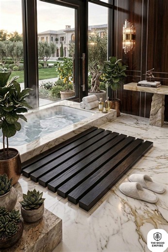 Vintage Wooden Sauna Mat, Jacuzzi Floor Mat, Spring Home Decor