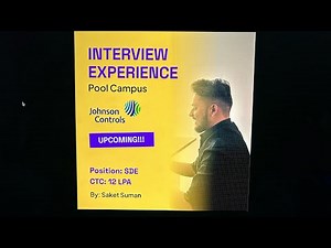 Johnson Control Interview Experience ||Role -IT||pool campus #placement