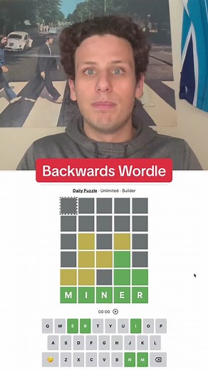 The key is to work UPWARDS in backwards Wordle 🤝 #crosswordle