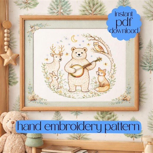 Woodland Animal Embroidery, Printable Hoop Art, Digital Download, Hand Embroidery Pattern PDF - Etsy