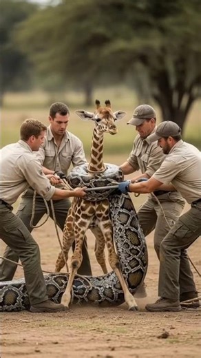 Brave Rescuers Make First Move to Free Giraffe #shortvideo