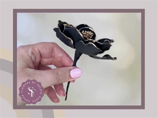 Black   Gold Sugar Flower Wedding Cake Topper Bundle - Etsy Canada