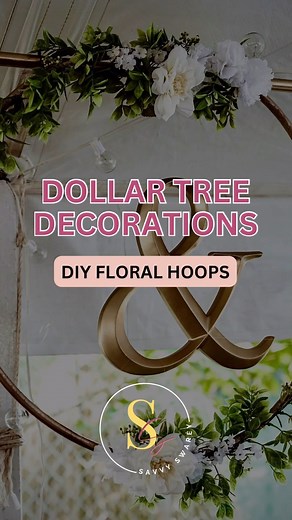 Savvy Swaréy | DIY Weddings, Events & Parties on Instagram: "📍SAVE this for later! I created this floral hoop backdrop for my friend’s bridal shower initially and then repurposed behind our head table at our wedding. I highly encourage repurposing decor wherever possible, as that’s the best way to save when you’re decorating large spaces. To make this floral hoop backdrop, here’s all you need: ✔️Hula Hoops from the @DollarTree (they are only available during the spring/summer season, so 