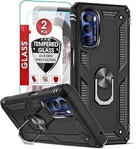 LeYi for Moto G Stylus 5G 2022 Case (NOT FIT 4G), Motorola G Stylus 5G Case 2022 with 2 Pcs Tempered Glass Screen Protector, Heavy Duty Protective Case with Magnetic Stand for Moto G Stylus 5G, Black