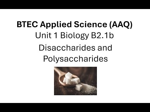 BTEC Applied Science AAQ: Unit 1 Biology: Disaccharides and Polysaccharides