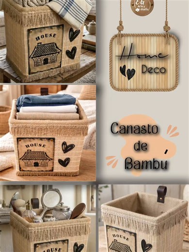 Canasto de Bambú 21cm ancho 21cm largo 25cm alto #decoracion #homedeco #decoideas #organizadores #canastos