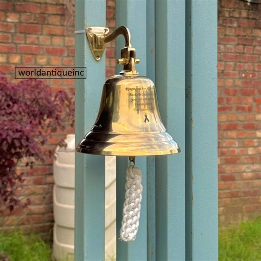 Personalized Brass Bell, Engraved School Wall Hanging Bell Indoor / Outdoor, Nautical Bells, Ship Boat Maritime Decor, Customized Ship Bell - Etsy