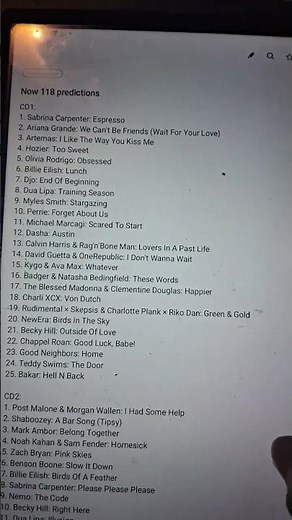 My Now 118 tracklist predictions 😀