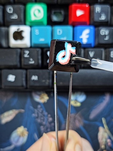 Creative Drawing of TikTok Logo on Keyboard