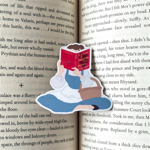 Belle Reading ACOTAR Sticker: Waterproof Glossy Vinyl Decal - Etsy