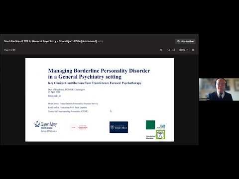 Workshop - Day 1 Transference Focused Psychotherapy for Borderline Personality Disorder