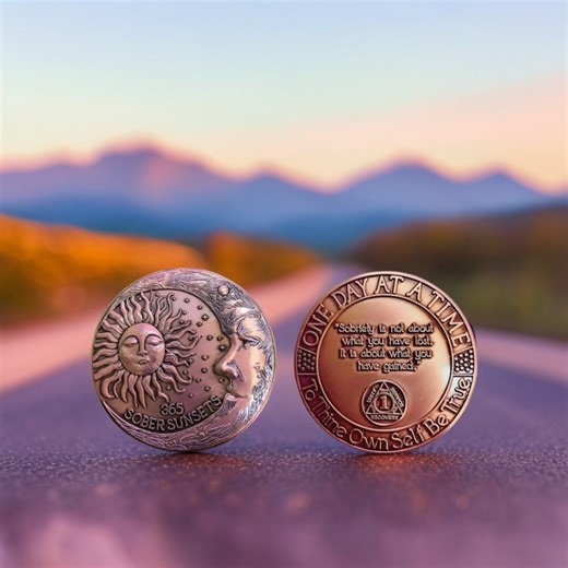 One Year Sober Sobriety Coin - 1 Year AA Medallion Token Prayer in Recovery - Alcoholics Anonymous Yearly Celebrate Gift - Etsy
