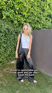 62K views · 239 reactions | New obsession: silk pants  Chic, versatile, and perfect for dressing up or down. Plus, they’re a great piece for transitioning into fall!  Pants - Amazon Bag - Amazon Tank - Amazon Sunnies - Amazon #falltransitionoutfit #silk #lookforless #amazonfinds | shop.with.caroline | Facebook