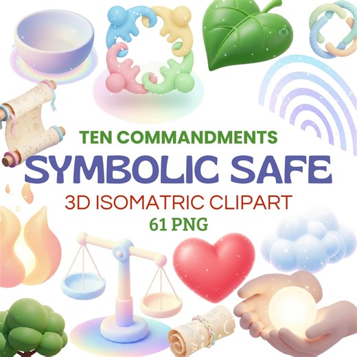 Ten Commandments 3D Clipart | 61 PNG Files | Symbolic Isometric Art for Faith-based Crafts & Teaching - Etsy Australia