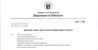 DepEd Order 017, s. 2025 - Revised Basic Education Enrollment Policy