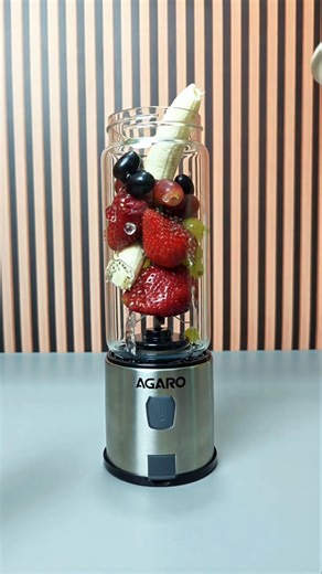 Strawberry Banana Smoothie with Grapes 🍓🍌🍇 in mini blender #shorts #asmr