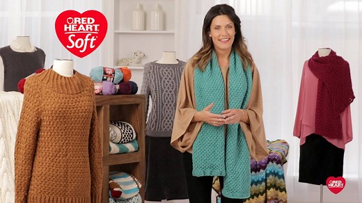 Red Heart Soft yarn is our softest essential yarn. It's a silky-smooth worsted weight yarn that is suitable for all sorts of knit and crochet projects: accessories, clothing, babies, home decor, and more. Learn more and buy now at http://www.redheart.com/yarn/soft-yarn. Download free knit and crochet patterns in Soft: http://bit.ly/1SA4I40 | Red Heart Yarns