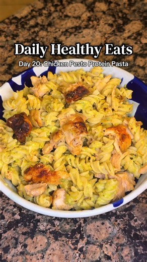 🍝 Daily Healthy Eats: Day 20! - Chicken Pesto Protein Pasta This full recipe has 105 grams of protein using Pete’s High Protein, Low Carb Pasta! @petespasta