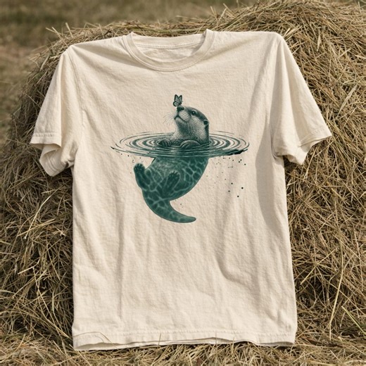 Unique Underwater Otter Illusion Shirt – Floating Sea Otter With Butterfly Graphic Tee - Etsy