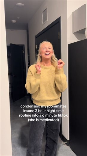 @becca is the only person I know who’s night time routine includes cutting the fingers off of gloves #nighttimeroutine #routine #roommate #imscaredofher