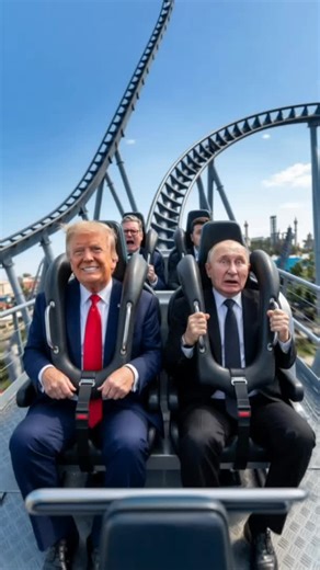 Rollercoaster Leaders #president #donaldtrump #putin #aivideo #viral funny video, theme park ride, USA, President Zelensky, Kling 3.0