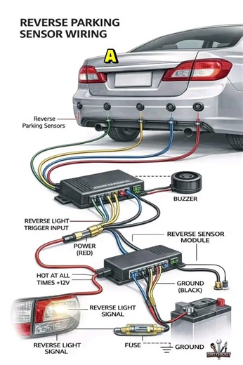 Reverse Parking Sensor Wiring Diagram Explained | Installation Guide 🚗🔊