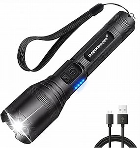 DARKBEAM LED Flashlight Rechargeable USB 350000 High Lumens, Small Powerful Bright Pocket Flashlights, Focus Adjustable Water Resistant Handheld Flash Light for Camping, Outdoor, Emergency