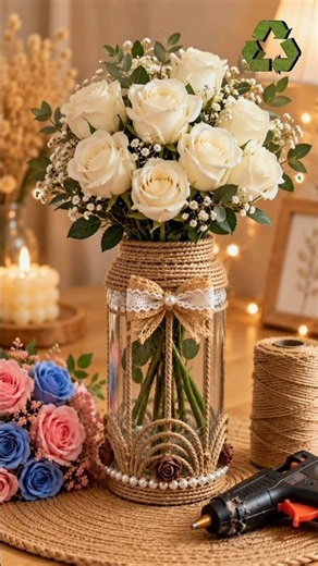✨Just with a simple bottle!Why spend money when you can make your own luxury vase?♻️ #diy #craft