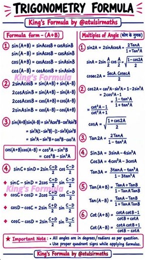 trigonometry formula class 11 | all Trigonometric formula