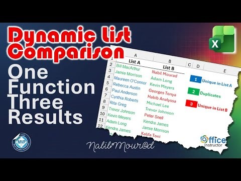 Dynamic List Comparison: One Function -Three Results- Total Automation