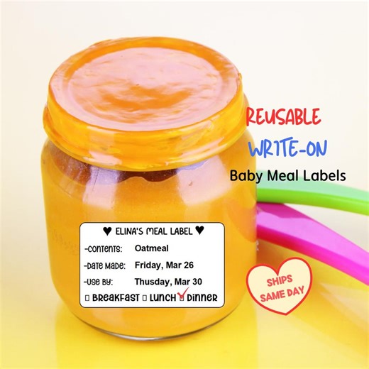 Baby Meal Labels for Daycare - Meal Tracking Labels for Kids, Baby - Reusable, Waterproof, Dishwasher Safe - Etsy