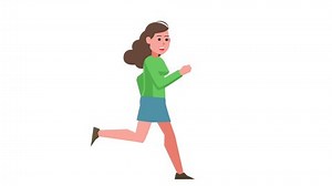 Cartoon Girl Character Running Cycle Loop Animation Isolated with Luma Matte for Alpha